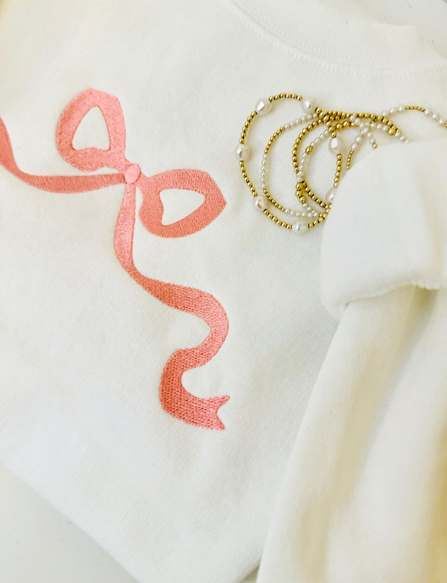Adult Embroidered Bow Sweatshirt