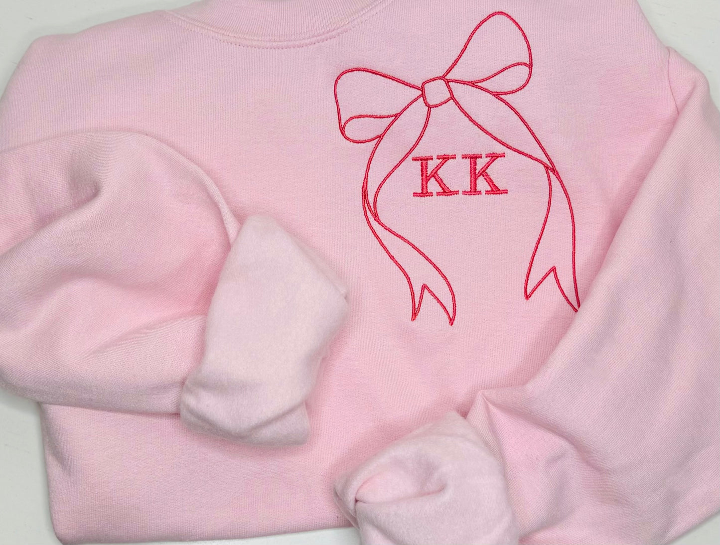 Youth Embroidered Monogram Bow Sweatshirt