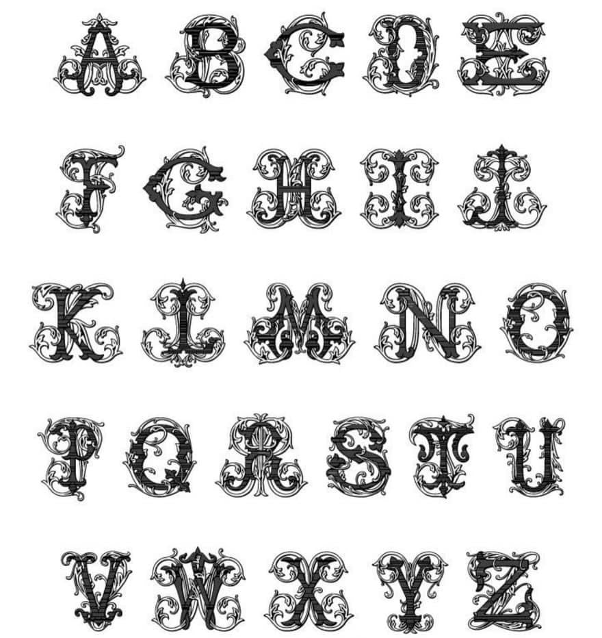 Embroidered Vintage Vine Letter Hand Towel