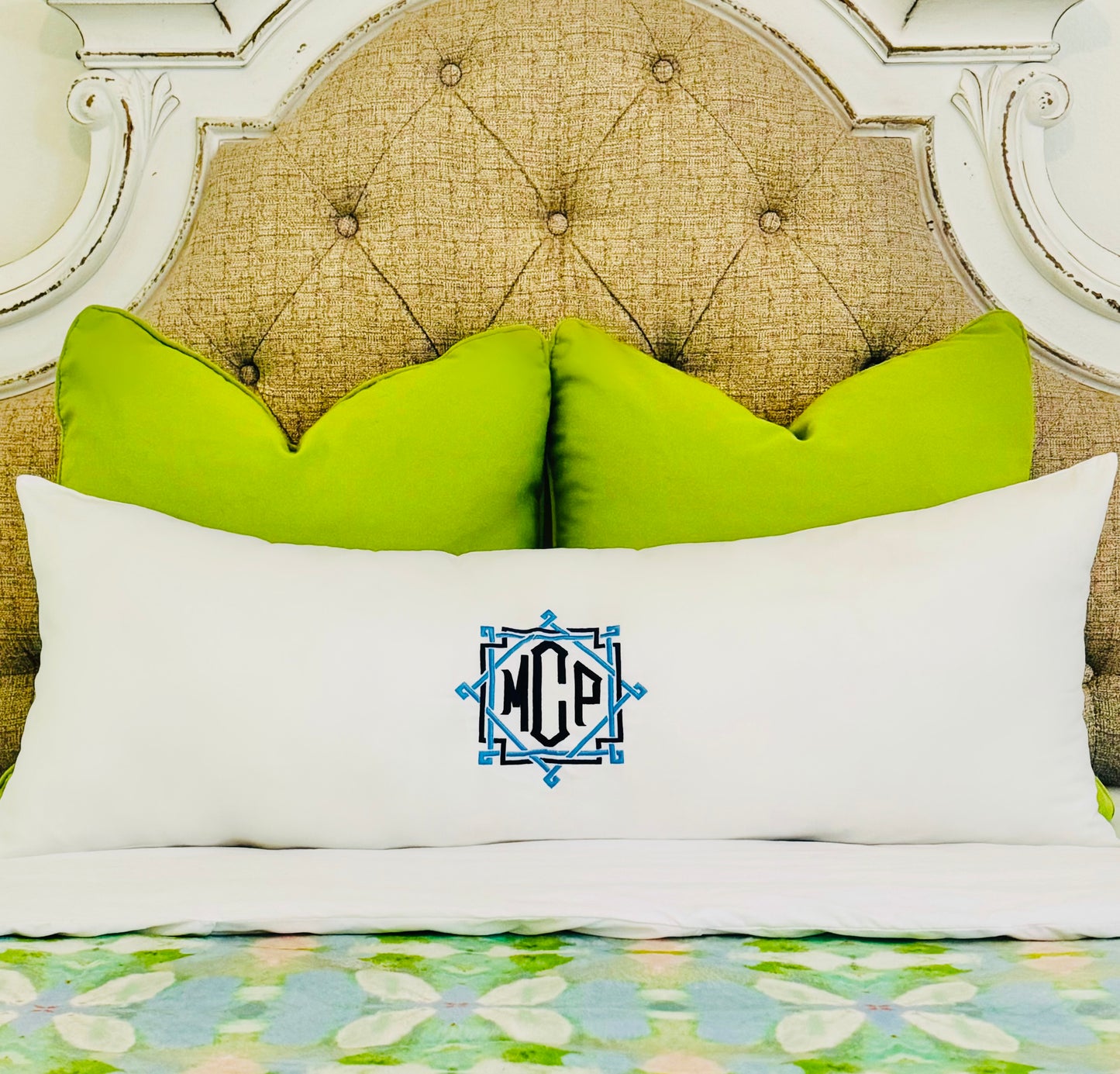 Monogrammed Lumbar Pillow Cover