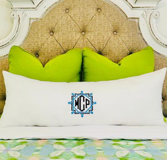 Monogrammed Lumbar Pillow Cover