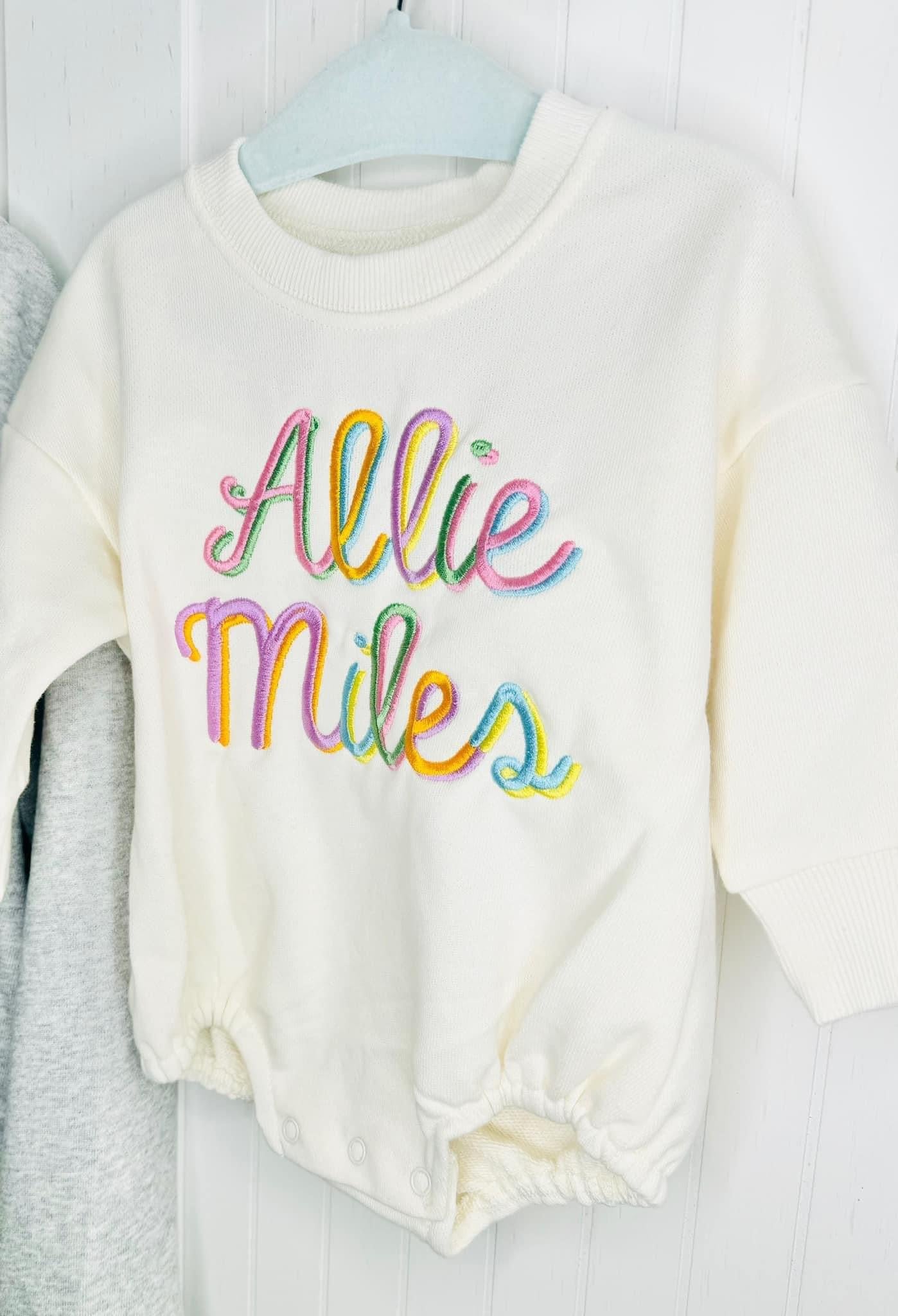 Embroidered Rainbow Name Sweatshirt Bubble